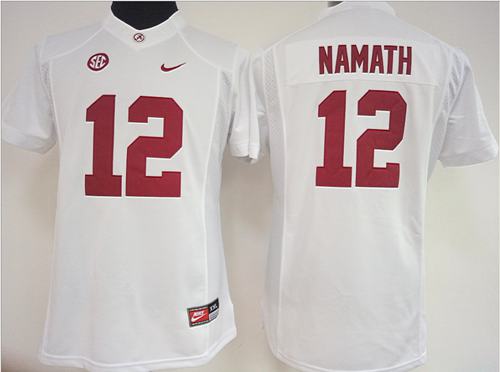 Crimson Tide #12 Joe Namath White Women's Stitched NCAA Jersey